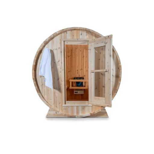 Dundalk Leisurecraft Canadian Timber 4 Person Harmony Barrel Sauna CTC22W | Athlete Recovery Depot