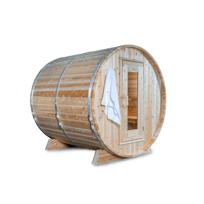 Dundalk Leisurecraft Canadian Timber 4 Person Harmony Barrel Sauna CTC22W | Athlete Recovery Depot