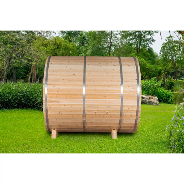 Dundalk Leisurecraft Canadian Timber 4 Person Serenity MP Barrel Sauna CTC2245MP | Athlete Recovery Depot