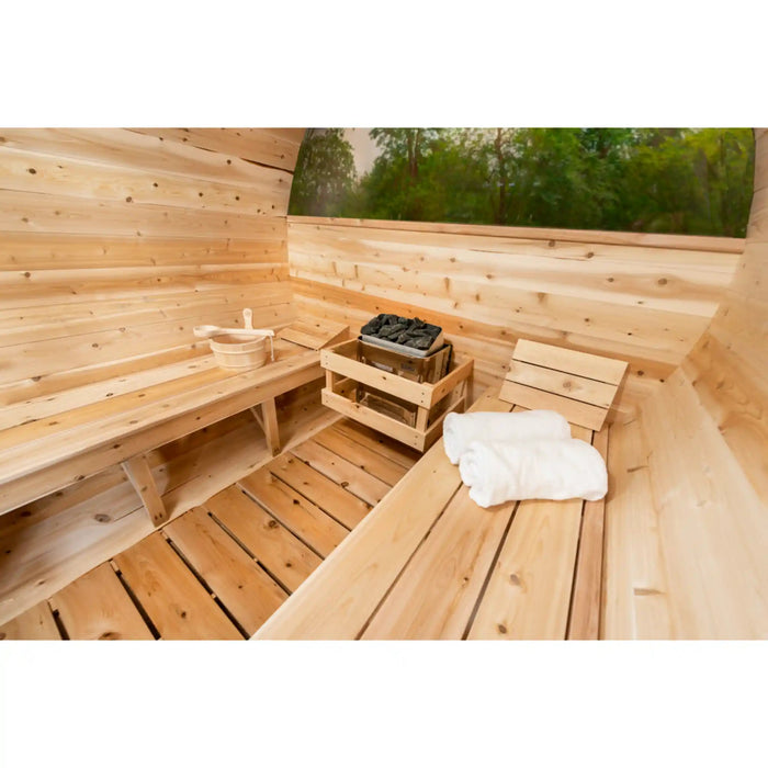 Dundalk Leisurecraft Canadian Timber 4 Person Serenity MP Barrel Sauna CTC2245MP | Athlete Recovery Depot