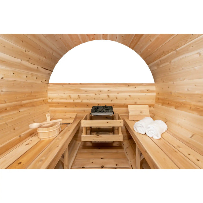 Dundalk Leisurecraft Canadian Timber 4 Person Serenity MP Barrel Sauna CTC2245MP | Athlete Recovery Depot