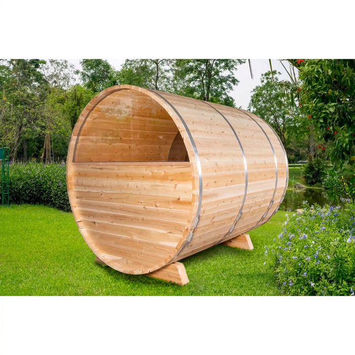 Dundalk Leisurecraft Canadian Timber 4 Person Serenity MP Barrel Sauna CTC2245MP | Athlete Recovery Depot