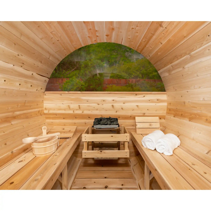 Dundalk Leisurecraft Canadian Timber 4 Person Serenity MP Barrel Sauna CTC2245MP | Athlete Recovery Depot