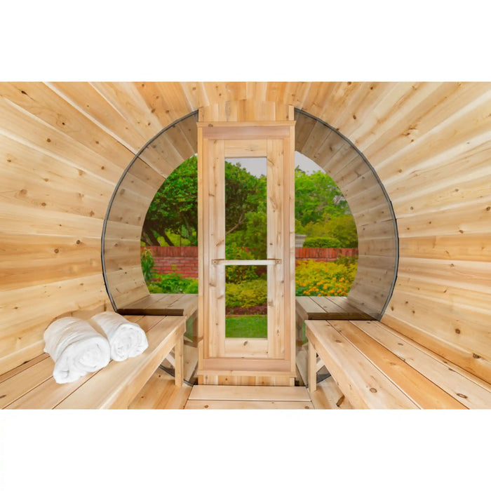 Dundalk Leisurecraft Canadian Timber 4 Person Serenity MP Barrel Sauna CTC2245MP | Athlete Recovery Depot