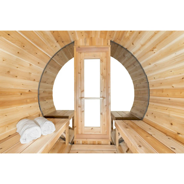 Dundalk Leisurecraft Canadian Timber 4 Person Serenity MP Barrel Sauna CTC2245MP | Athlete Recovery Depot