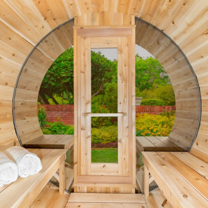 Dundalk Leisurecraft Canadian Timber 5 Person Tranquility MP Barrel Sauna CTC2345MP | Athlete Recovery Depot