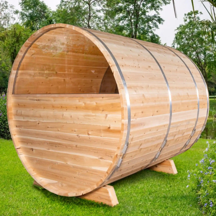 Dundalk Leisurecraft Canadian Timber 5 Person Tranquility MP Barrel Sauna CTC2345MP | Athlete Recovery Depot