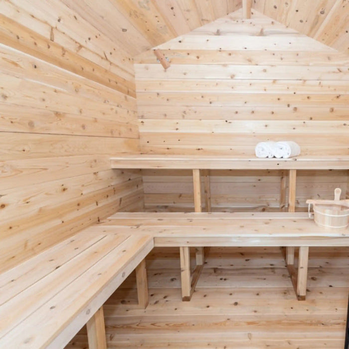 Dundalk Leisurecraft Canadian Timber 6 Person Georgian Cabin Sauna with Porch CTC88PW | Athlete Recovery Depot