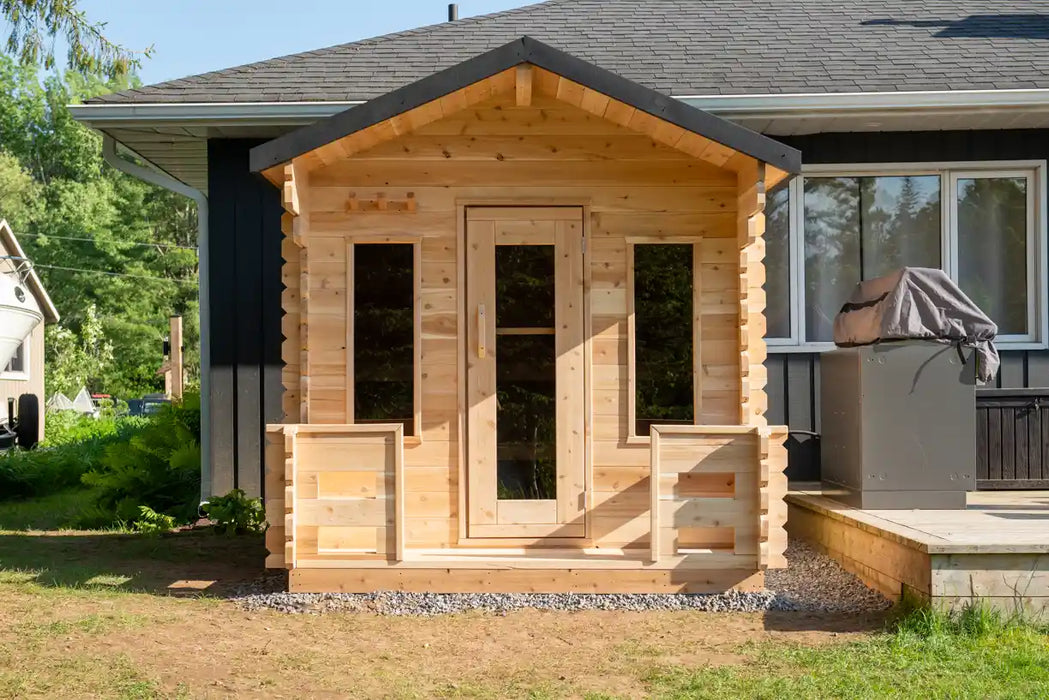 Dundalk Leisurecraft Canadian Timber 6 Person Georgian Cabin Sauna with Porch CTC88PW | Athlete Recovery Depot