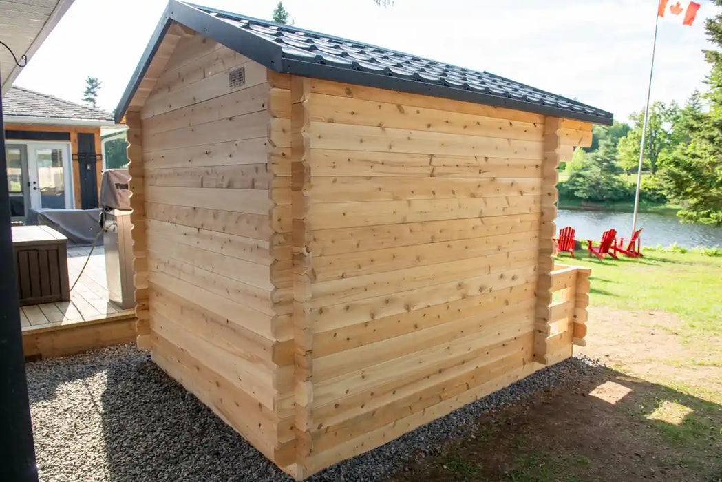 Dundalk Leisurecraft Canadian Timber 6 Person Georgian Cabin Sauna with Porch CTC88PW | Athlete Recovery Depot