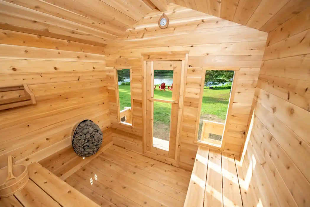 Dundalk Leisurecraft Canadian Timber 6 Person Georgian Cabin Sauna with Porch CTC88PW | Athlete Recovery Depot