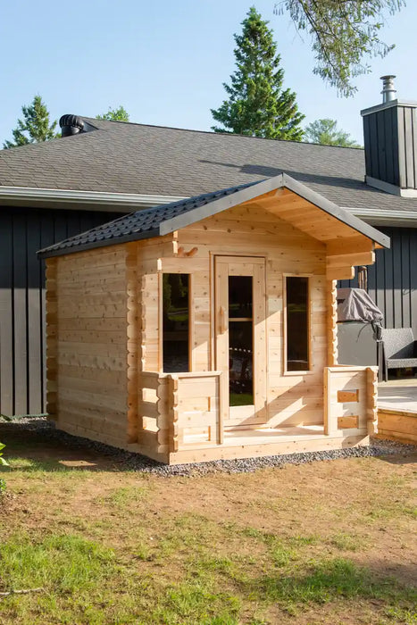 Dundalk Leisurecraft Canadian Timber 6 Person Georgian Cabin Sauna with Porch CTC88PW | Athlete Recovery Depot