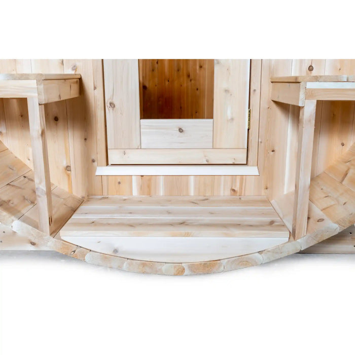 Dundalk Leisurecraft Canadian Timber Serenity 4 Person Barrel Sauna CTC2245W | Athlete Recovery Depot