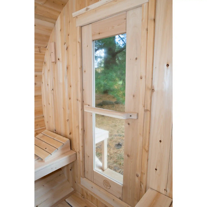 Dundalk Leisurecraft Canadian Timber Serenity 4 Person Barrel Sauna CTC2245W | Athlete Recovery Depot