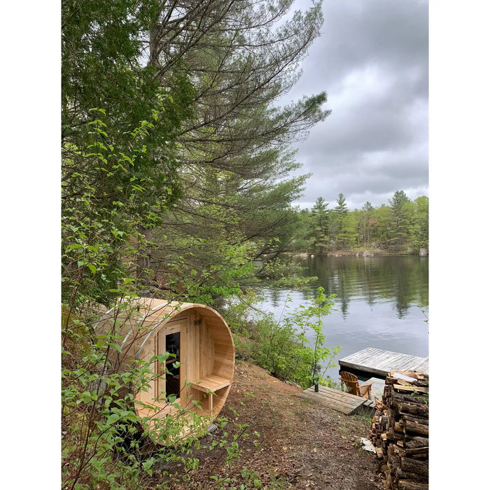 Dundalk Leisurecraft Canadian Timber Serenity 4 Person Barrel Sauna CTC2245W | Athlete Recovery Depot