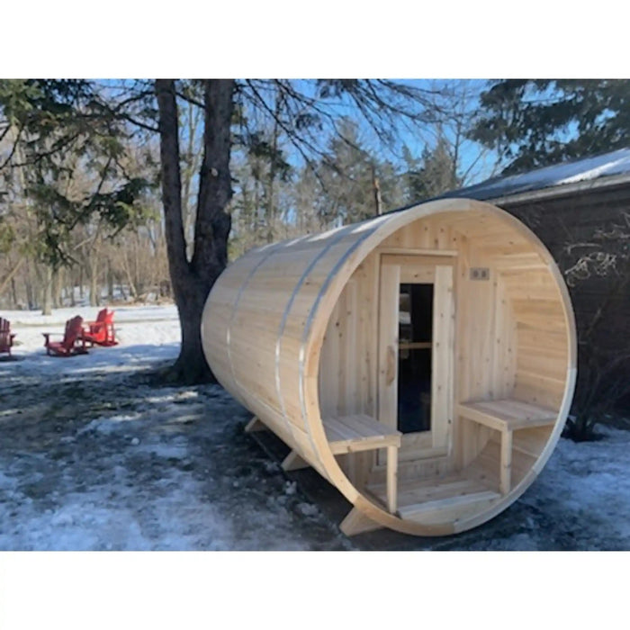 Dundalk Leisurecraft Canadian Timber Serenity 4 Person Barrel Sauna CTC2245W | Athlete Recovery Depot