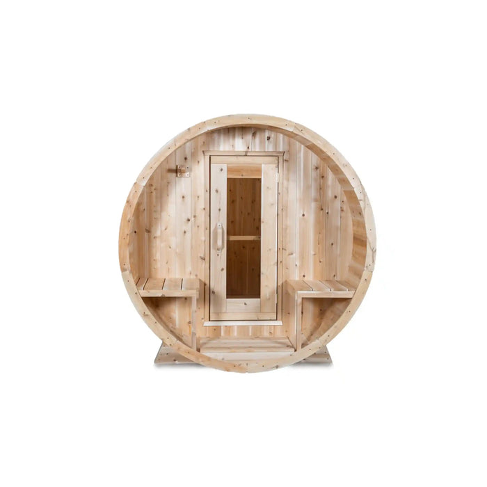 Dundalk Leisurecraft Canadian Timber Serenity 4 Person Barrel Sauna CTC2245W | Athlete Recovery Depot