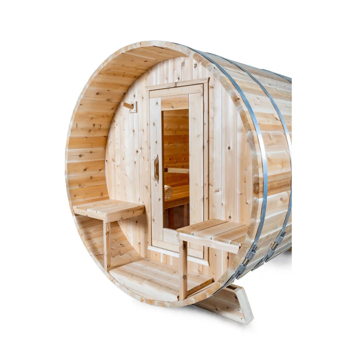 Dundalk Leisurecraft Canadian Timber Serenity 4 Person Barrel Sauna CTC2245W | Athlete Recovery Depot